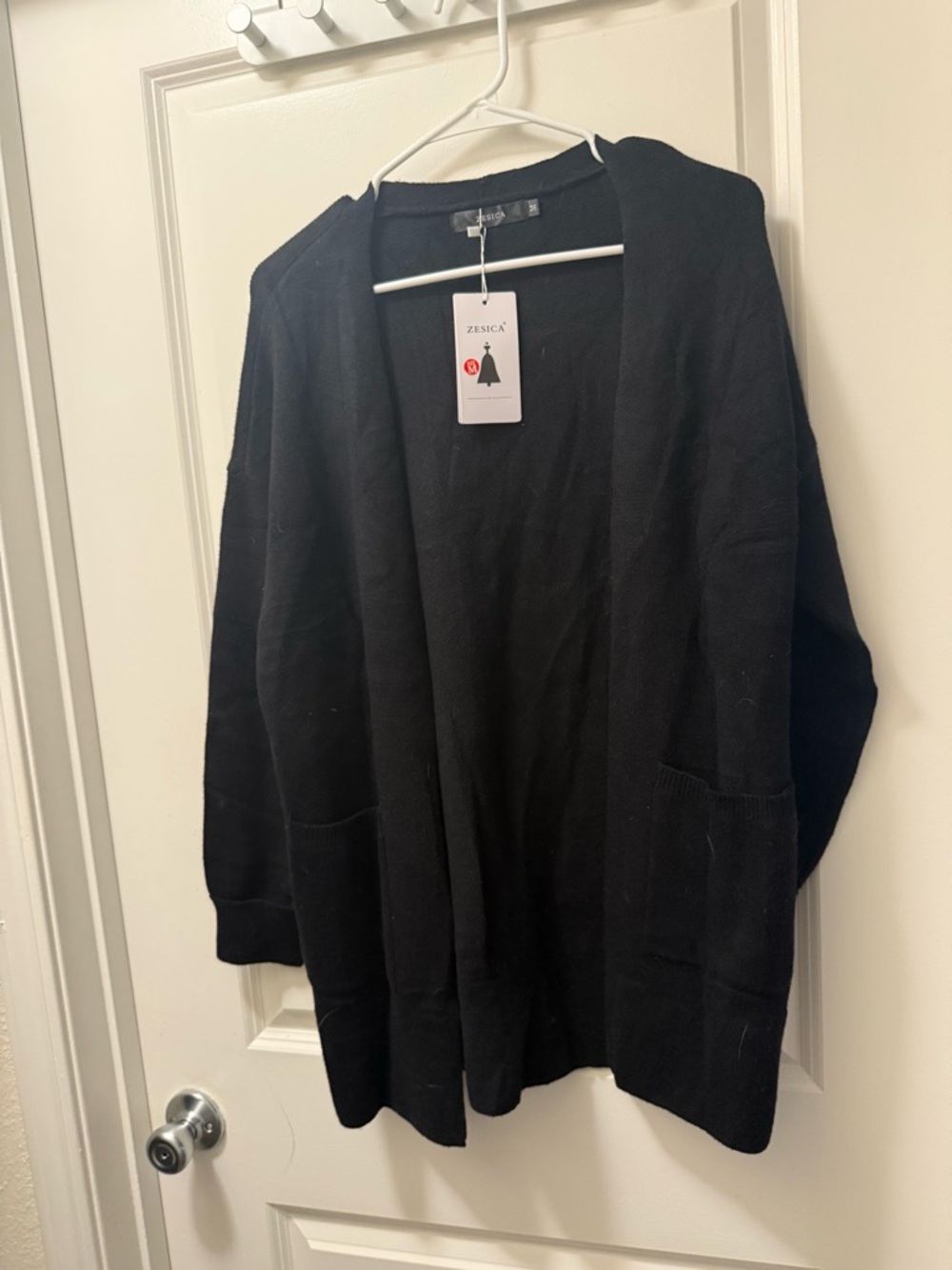 Zesica Black Open-Front Women's Cardigan Sweater